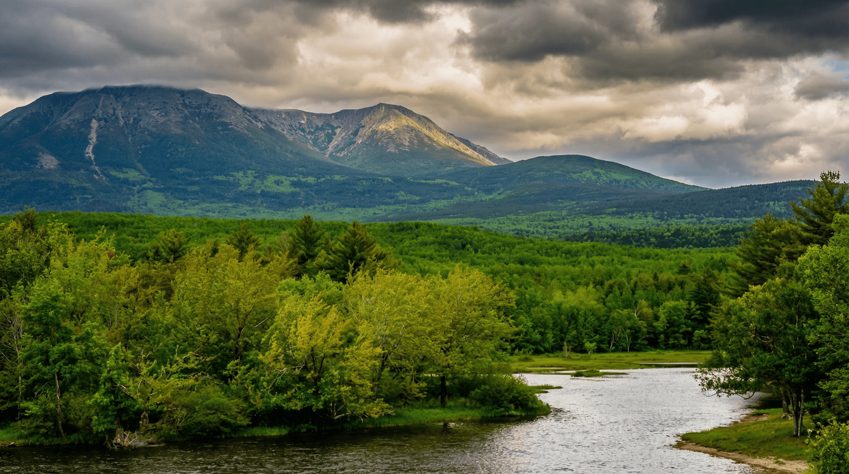 Aerial view of North Maine Woods wilderness
